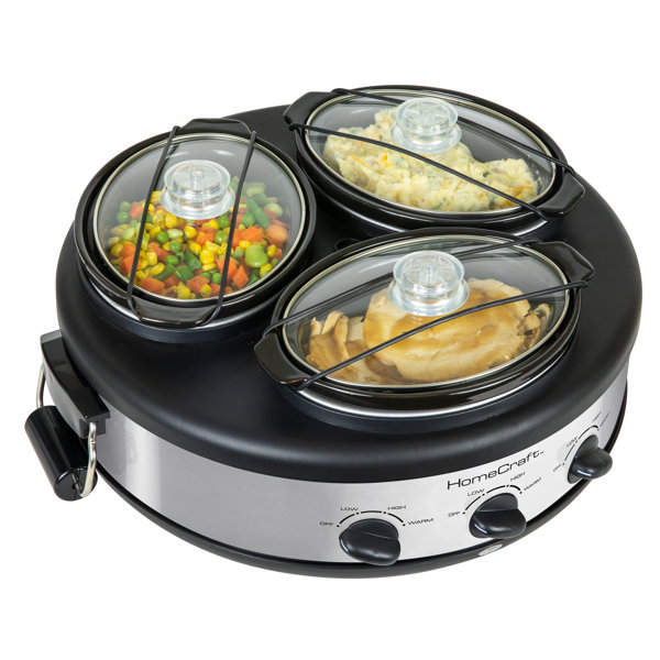 Mega Chef 2 Qt. Round Triple Slow Cooker and Buffet Server & Reviews